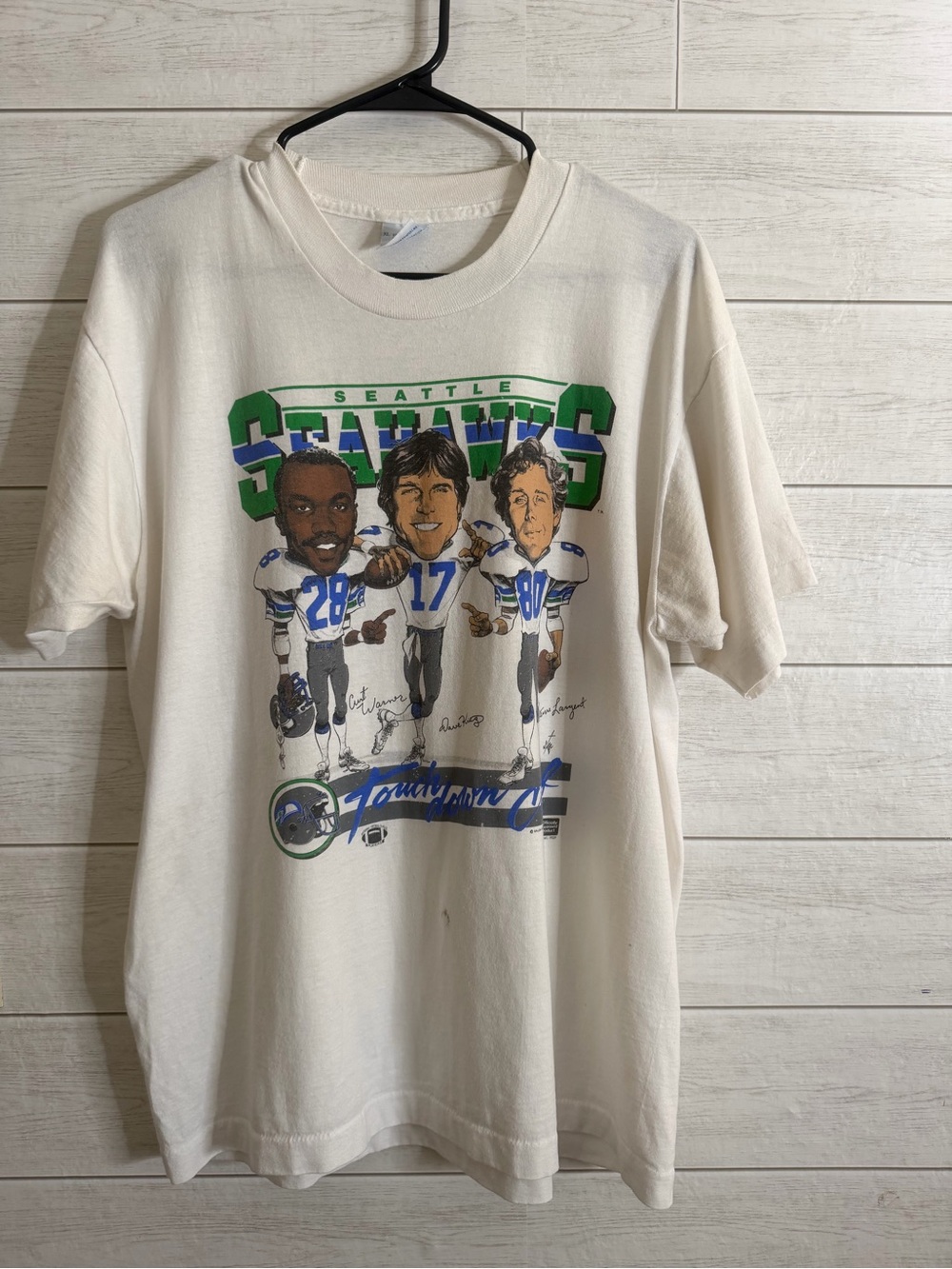 Vintage single stitch Seattle Seahawks Cartoon Player Graphic Tee